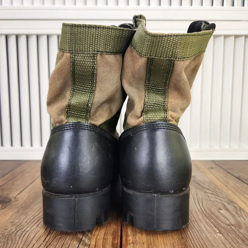 Rothco Jungle Boots Mens Size 8W Wide Green Canvas Black Leather Combat Military